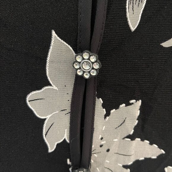 vtg Appointments Petite top womens Black Sheer Floral Rhinestone Size PL - Picture 5 of 16